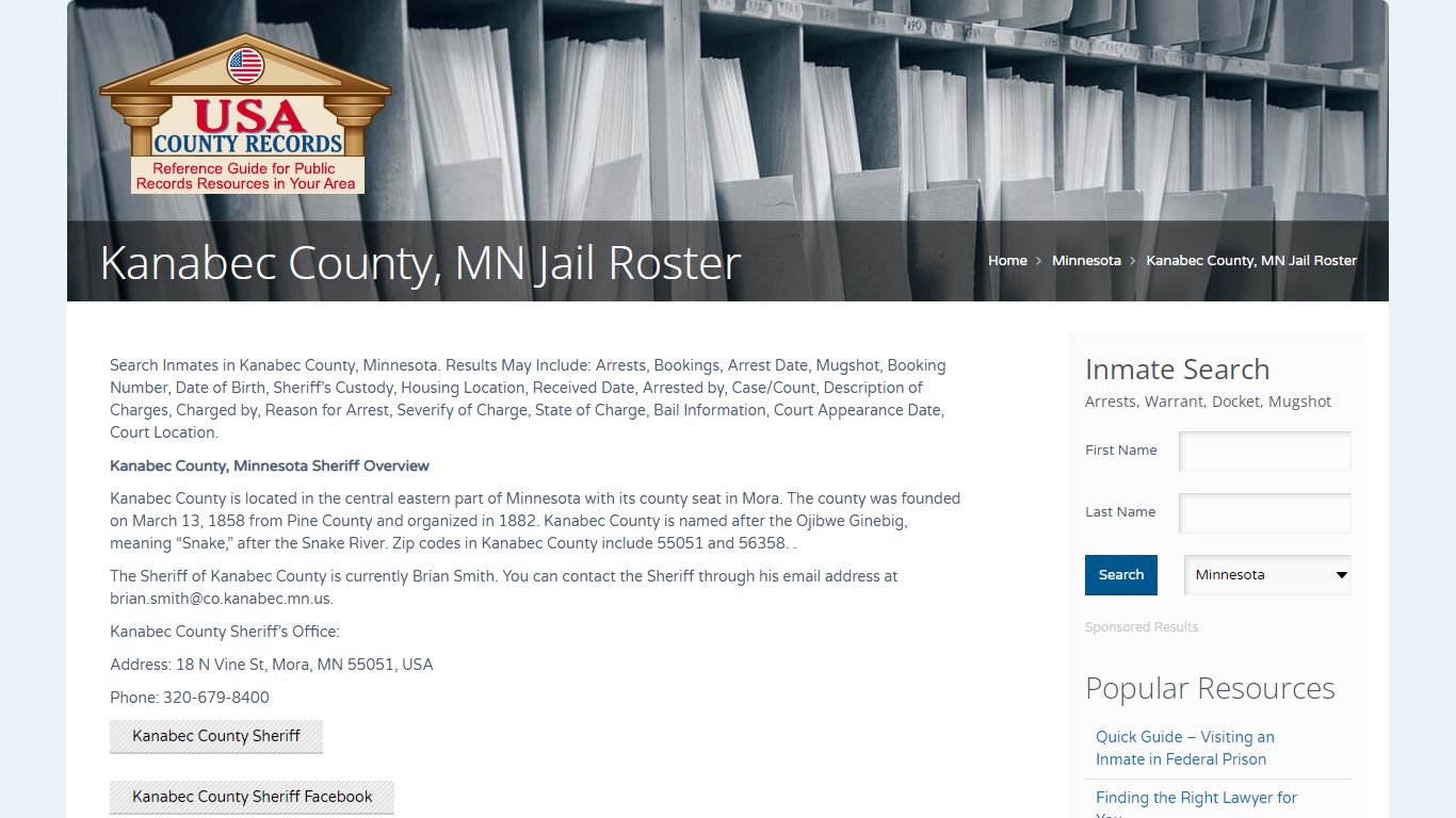 Kanabec County, MN Jail Roster | Name Search